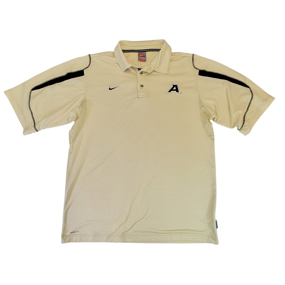 Nike Golf Polo Shirt Mens L Army Black‎ Knights Athletic Fit Beige